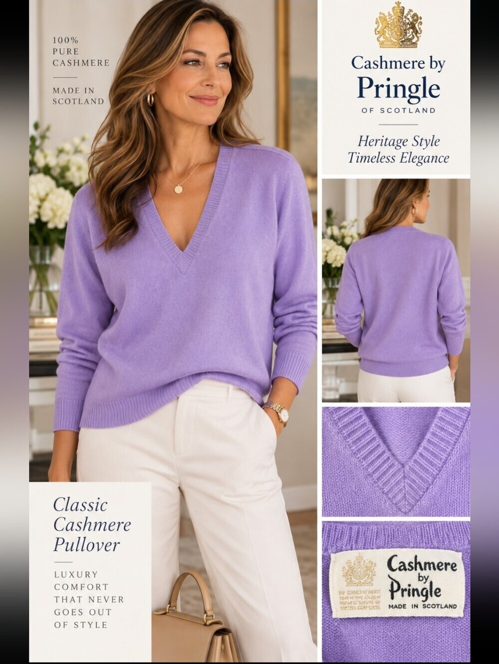 Pringle Vintage NWTs 100% Cashmere V-Neck Sweater - Large